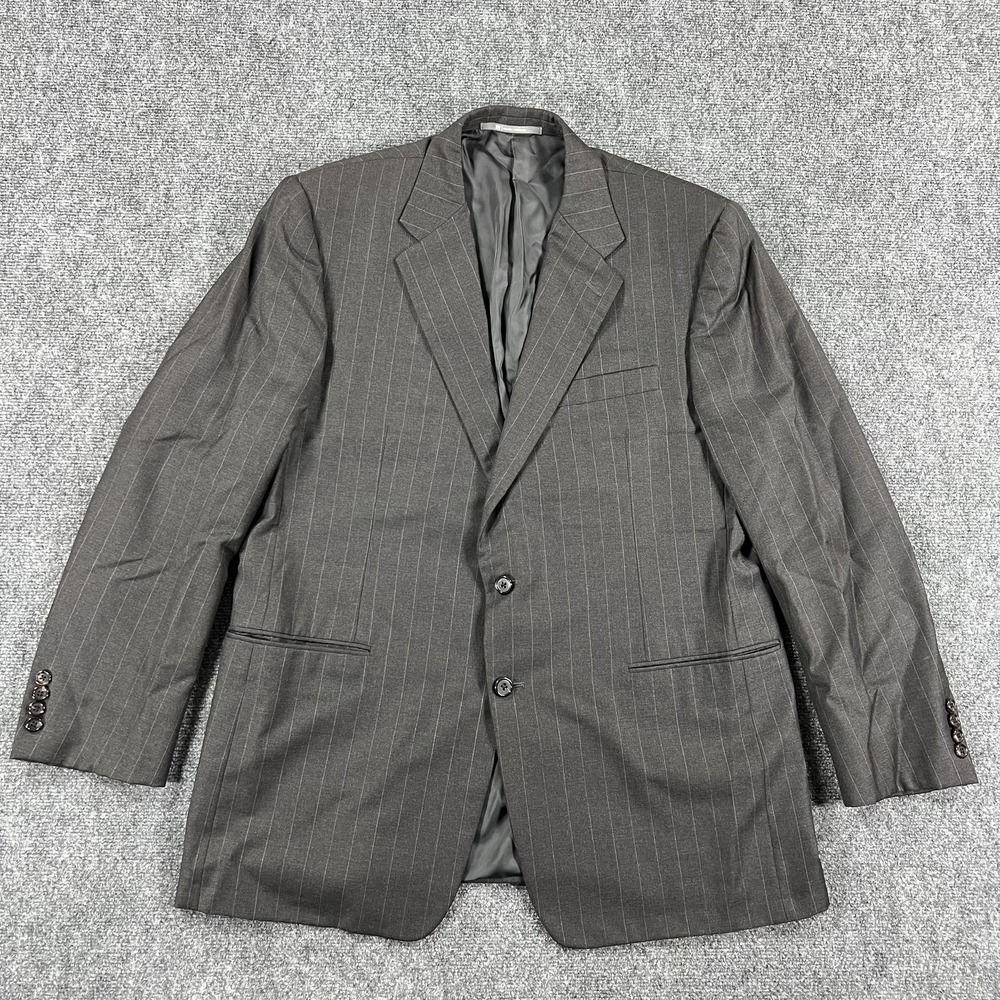 Hickey Freeman Blazer Mens 44R‎ Gray Pinstripe Loro Piana Wool Super 120s